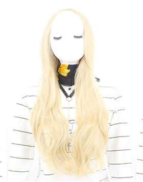 Long Curly Synthetic Wig with Centered Bangs - Chemical Fiber Hair for Ladies