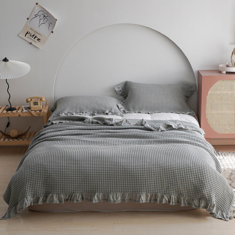 Japan Waffle Plaid Cotton Blanket for Bed Sofa Summer Air Conditioning Home Decor