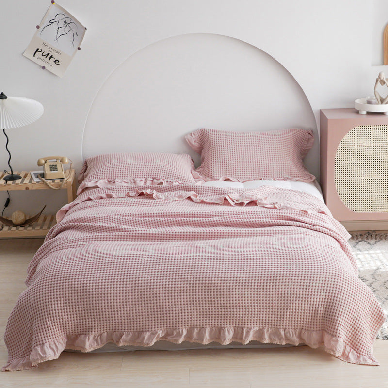 Japan Waffle Plaid Cotton Blanket for Bed Sofa Summer Air Conditioning Home Decor