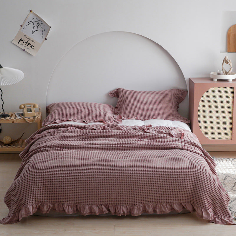 Japan Waffle Plaid Cotton Blanket for Bed Sofa Summer Air Conditioning Home Decor