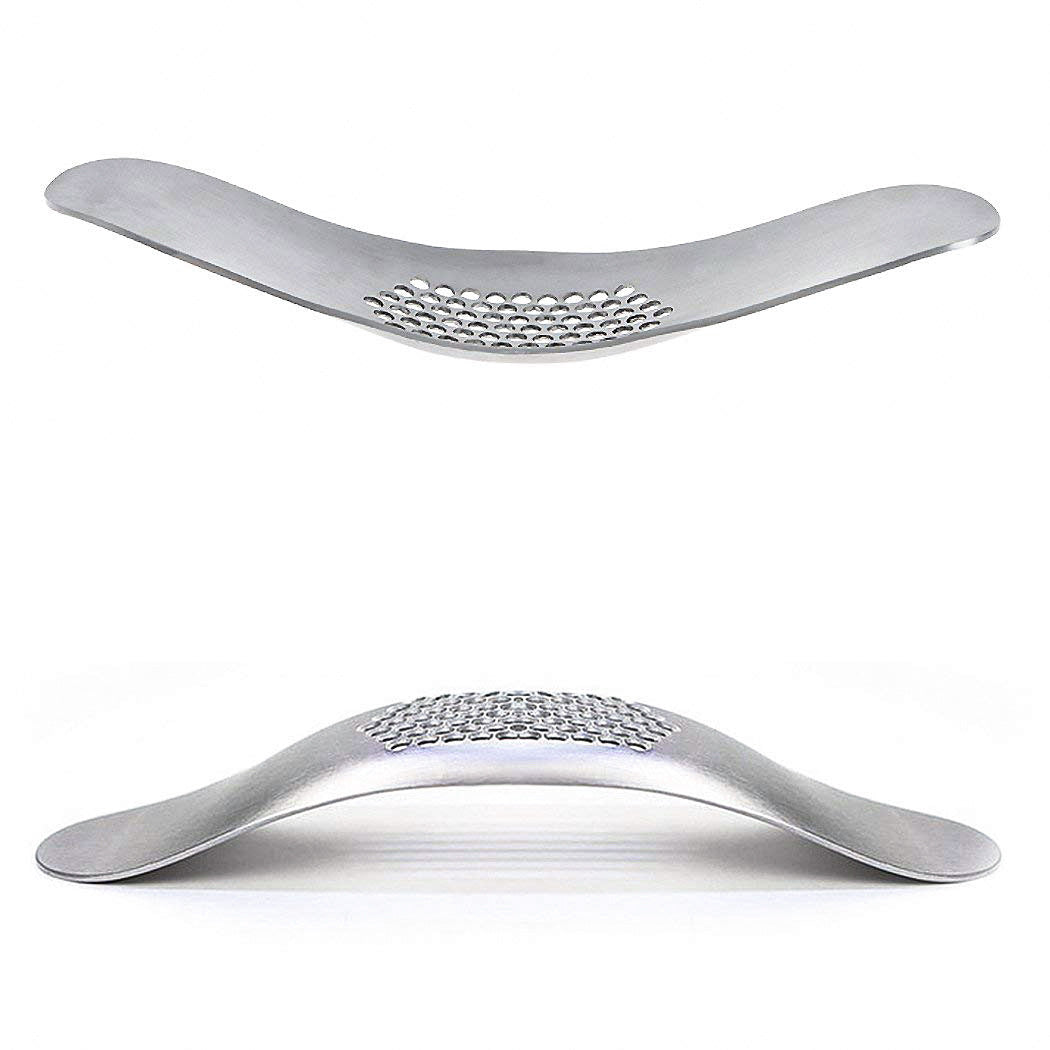 Arc-Shaped Stainless Steel Garlic Press and Grinder - Manual Kitchen Tool