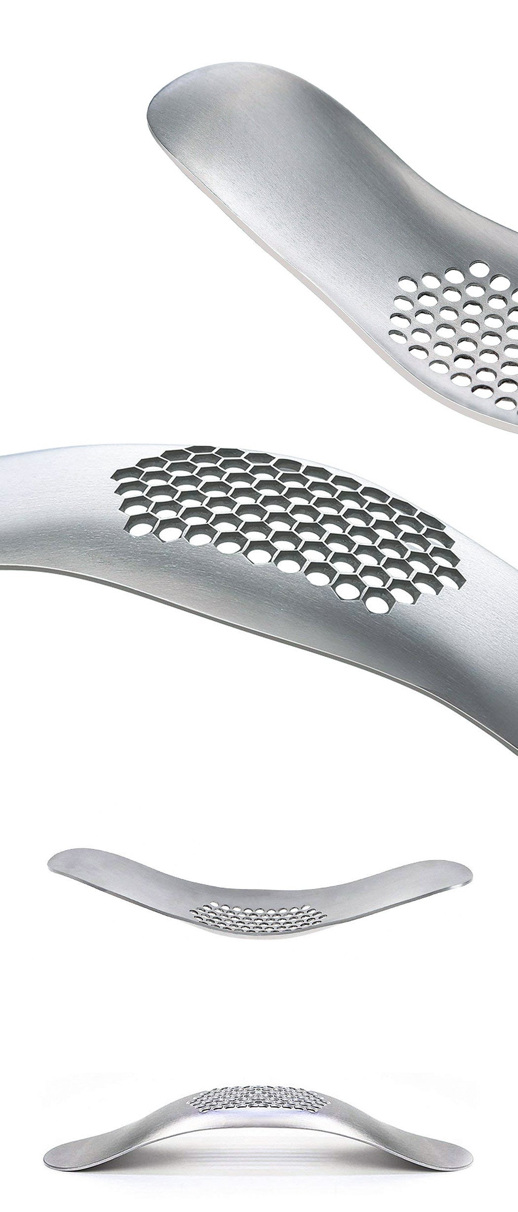 Arc-Shaped Stainless Steel Garlic Press and Grinder - Manual Kitchen Tool
