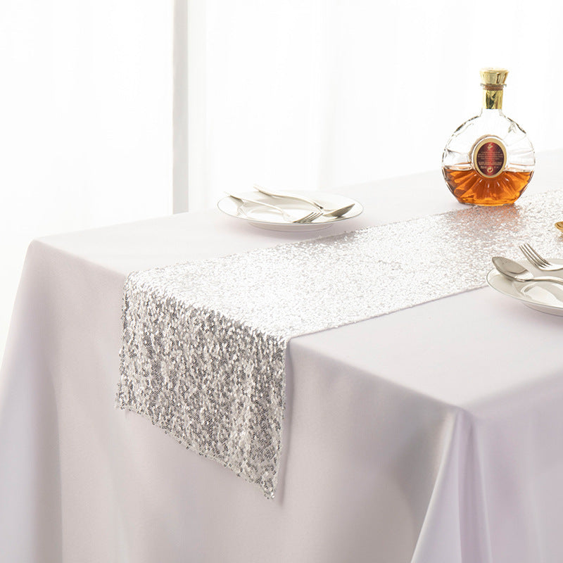 Elegant Sequined Embroidered Table Runner for Festive & Modern Decor