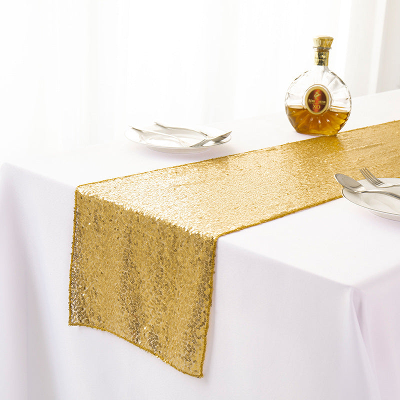 Elegant Sequined Embroidered Table Runner for Festive & Modern Decor