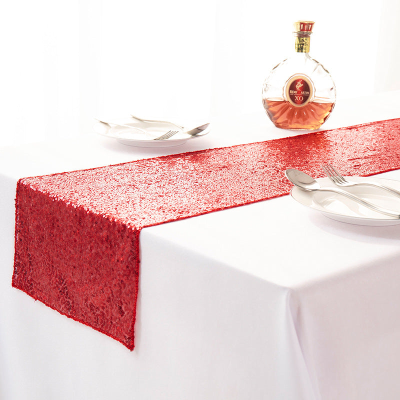 Elegant Sequined Embroidered Table Runner for Festive & Modern Decor