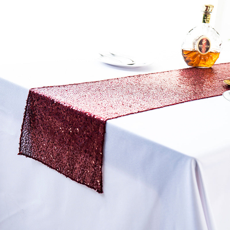 Elegant Sequined Embroidered Table Runner for Festive & Modern Decor