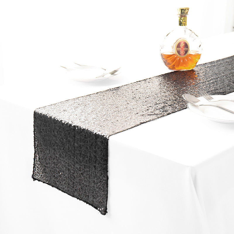 Elegant Sequined Embroidered Table Runner for Festive & Modern Decor