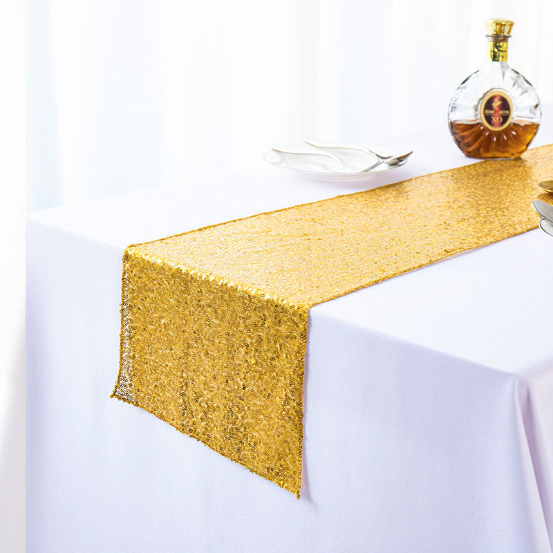 Elegant Sequined Embroidered Table Runner for Festive & Modern Decor