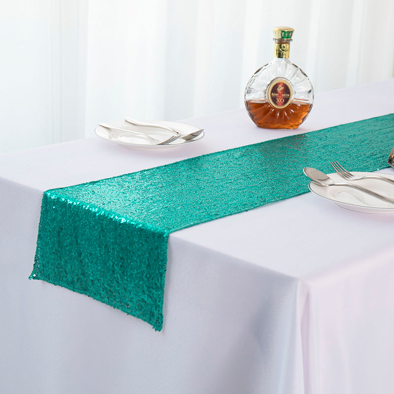 Elegant Sequined Embroidered Table Runner for Festive & Modern Decor
