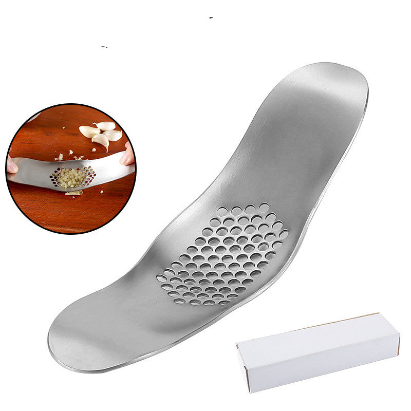 Arc-Shaped Stainless Steel Garlic Press and Grinder - Manual Kitchen Tool