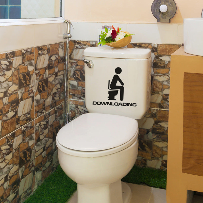 Bathroom Wall Toilet Sticker PVC Decor - 13x15cm, 5pcs