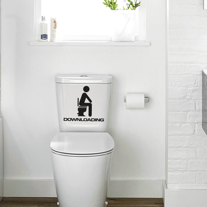 Bathroom Wall Toilet Sticker PVC Decor - 13x15cm, 5pcs