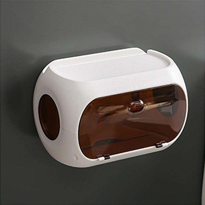 Waterproof Tissue Box Wall Mount with Suction, Modern Bathroom Storage