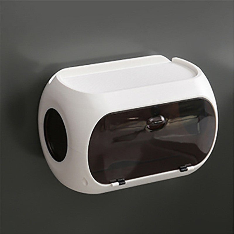 Waterproof Tissue Box Wall Mount with Suction, Modern Bathroom Storage