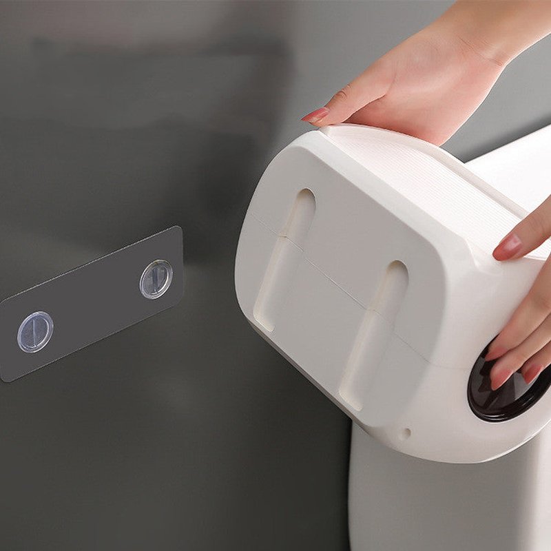 Waterproof Tissue Box Wall Mount with Suction, Modern Bathroom Storage