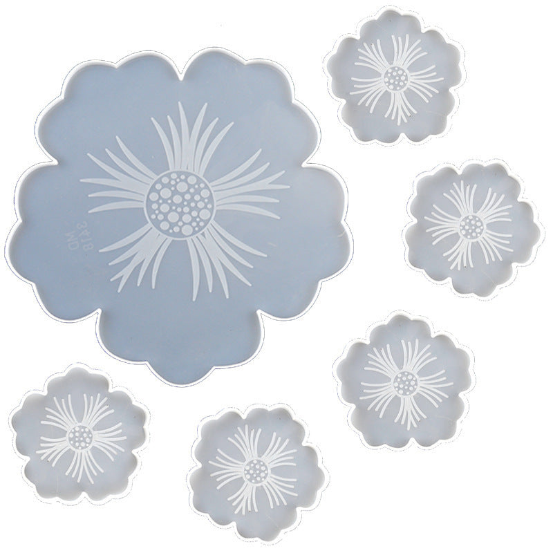 Flower Shape Silicone Coaster Set for DIY Cake Decorating and Crafting