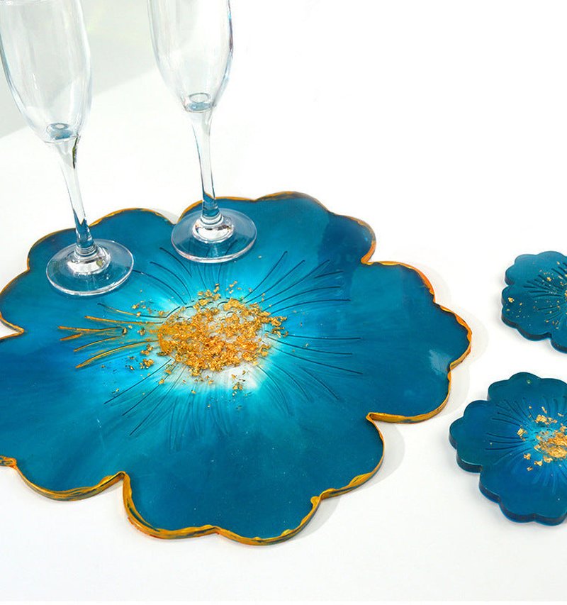 Flower Shape Silicone Coaster Set for DIY Cake Decorating and Crafting