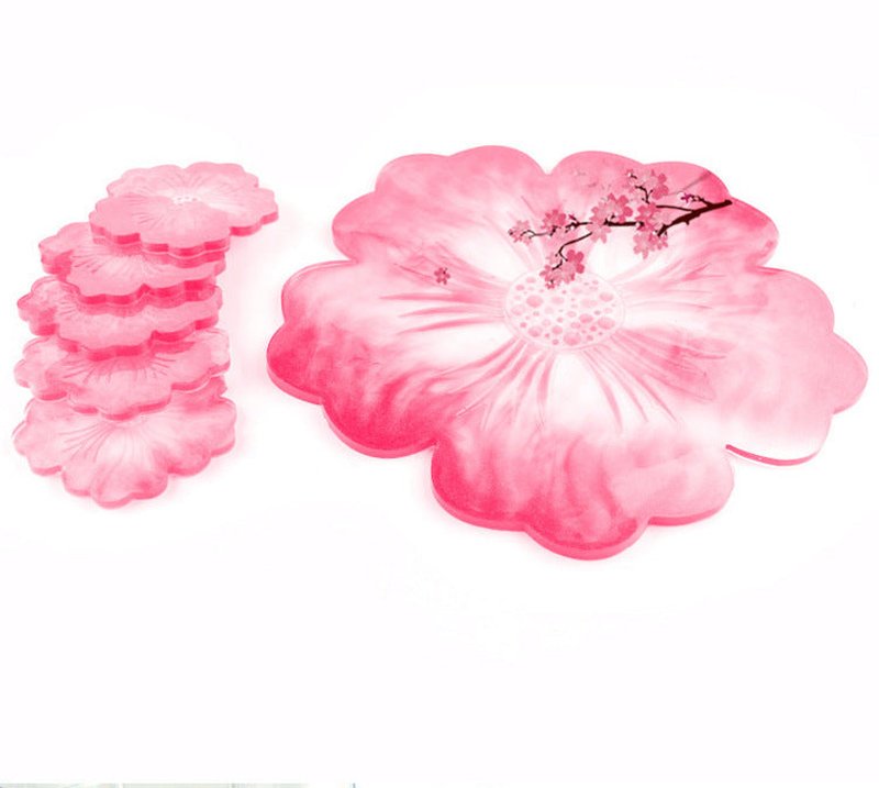 Flower Shape Silicone Coaster Set for DIY Cake Decorating and Crafting