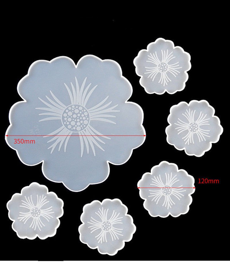 Flower Shape Silicone Coaster Set for DIY Cake Decorating and Crafting