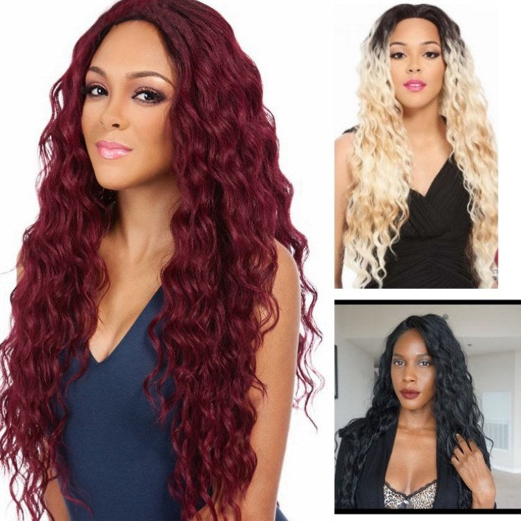Multicolor Curly Synthetic Wig for Women - Black Burgundy & Light Brown