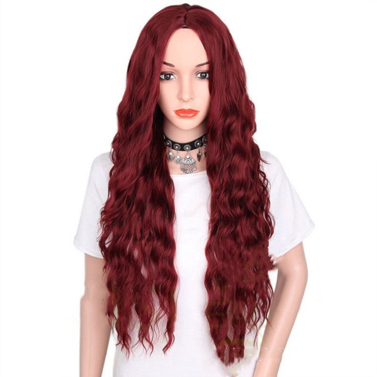 Multicolor Curly Synthetic Wig for Women - Black Burgundy & Light Brown