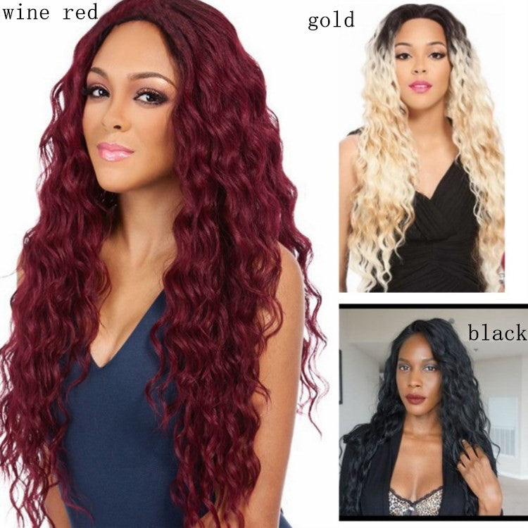 Multicolor Curly Synthetic Wig for Women - Black Burgundy & Light Brown