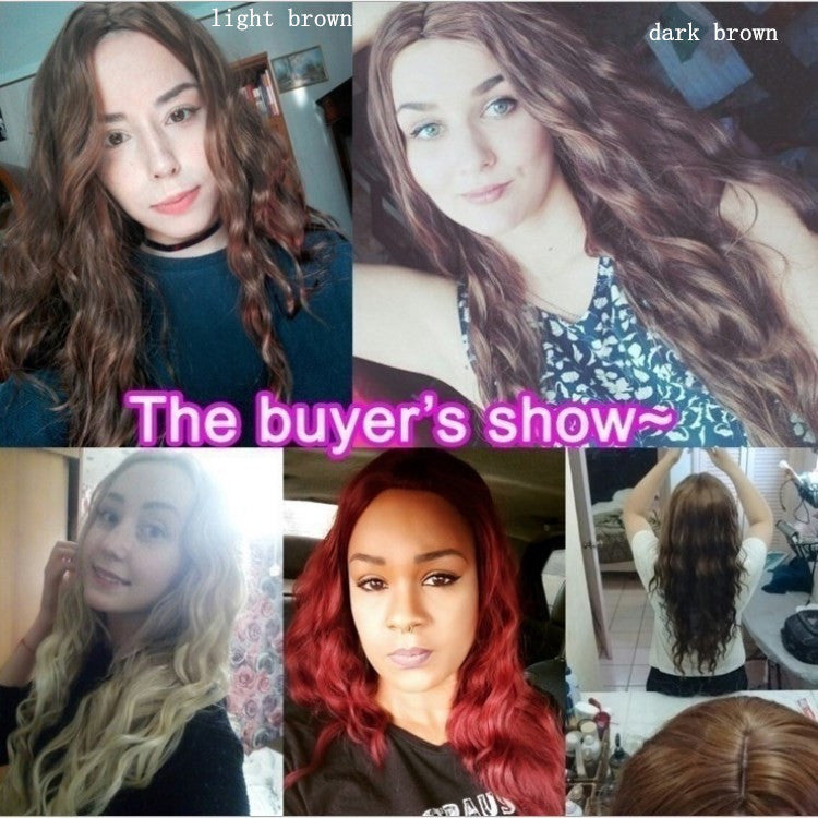 Multicolor Curly Synthetic Wig for Women - Black Burgundy & Light Brown