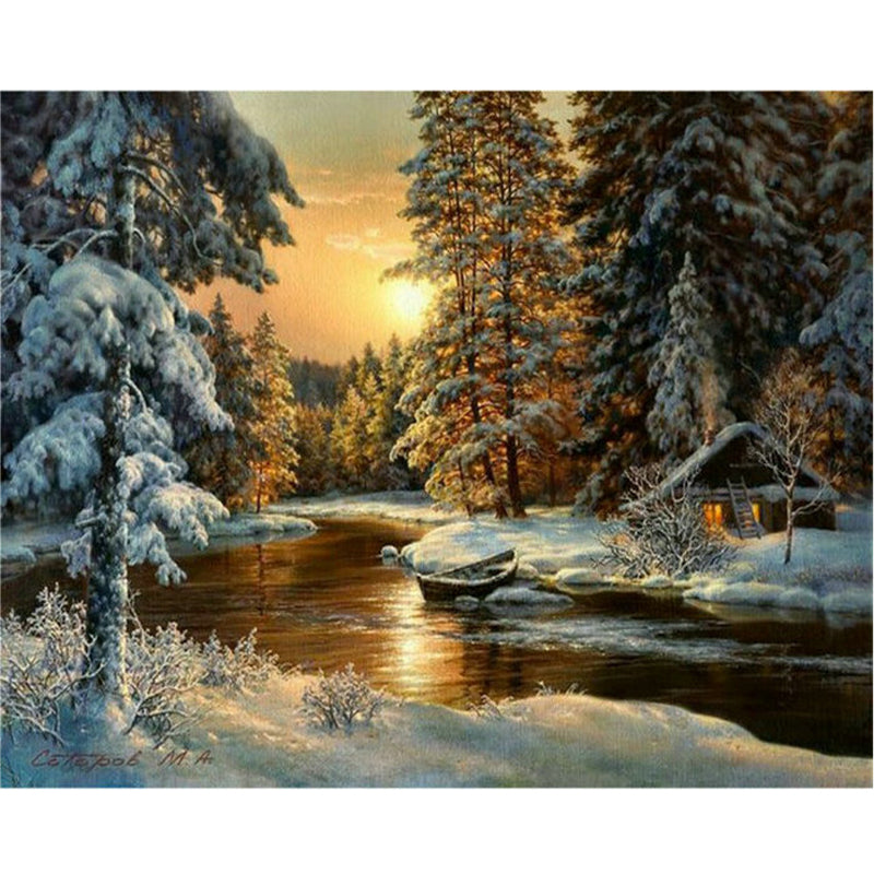 DIY Diamond Painting Kit Snowy Tree Full Square Resin Diamonds Home Decor