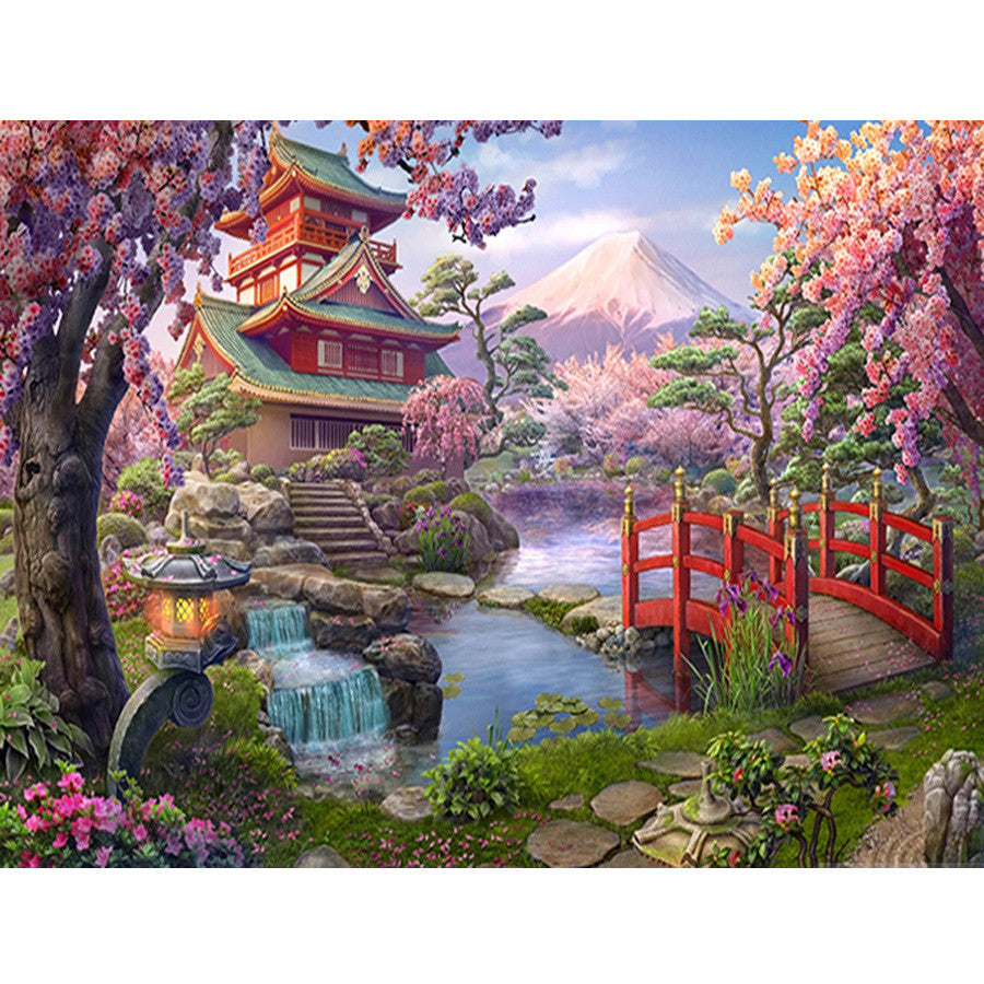 Mount Fuji Cherry Blossom Diamond Painting Kit Full 5D Embroidery Art