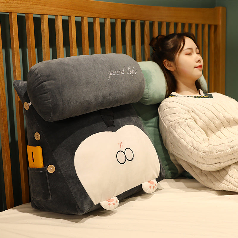 Kids Backrest Cushion Pillow for Dorm Room Bedside Seating - Cartoon Animal Design