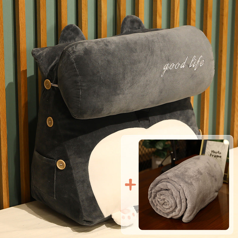 Kids Backrest Cushion Pillow for Dorm Room Bedside Seating - Cartoon Animal Design