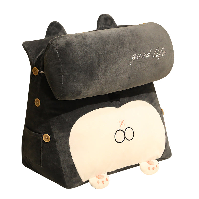 Kids Backrest Cushion Pillow for Dorm Room Bedside Seating - Cartoon Animal Design