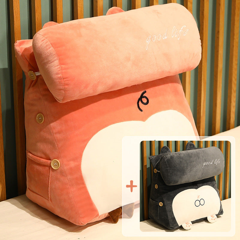 Kids Backrest Cushion Pillow for Dorm Room Bedside Seating - Cartoon Animal Design