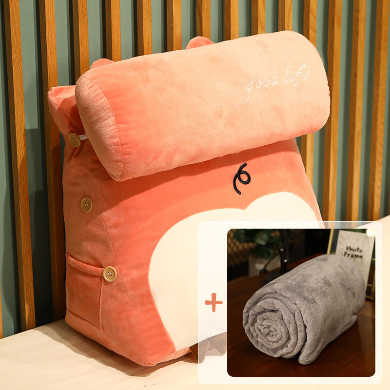 Kids Backrest Cushion Pillow for Dorm Room Bedside Seating - Cartoon Animal Design