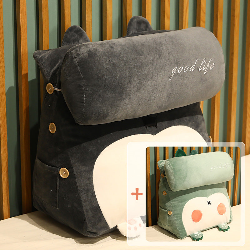 Kids Backrest Cushion Pillow for Dorm Room Bedside Seating - Cartoon Animal Design