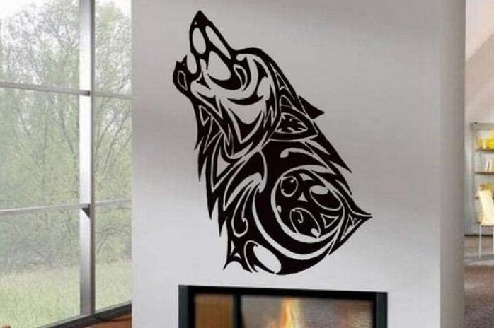 Carved Wolf Head Wall Decor - Removable Personality Wall Art for Living Room Bedroom