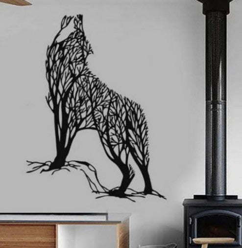 Carved Wolf Head Wall Decor - Removable Personality Wall Art for Living Room Bedroom