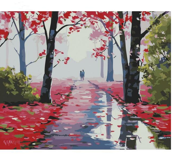 DIY Painting By Numbers Kit - Fallen Flower Path Art & Craft Set