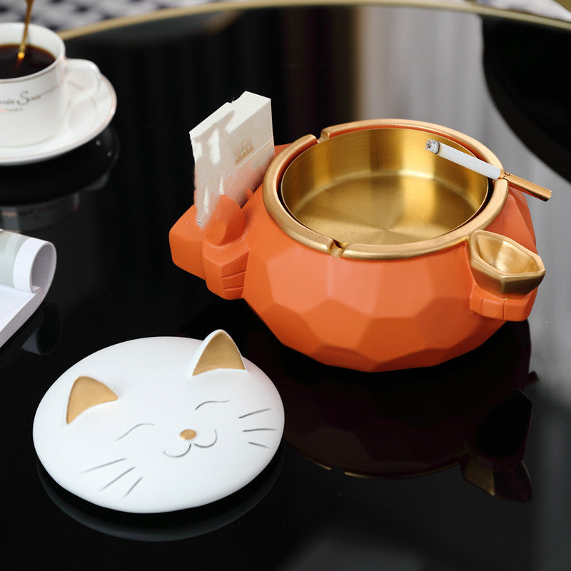 Creative Personality Ashtray with Lid - Modern Resin Home Decor