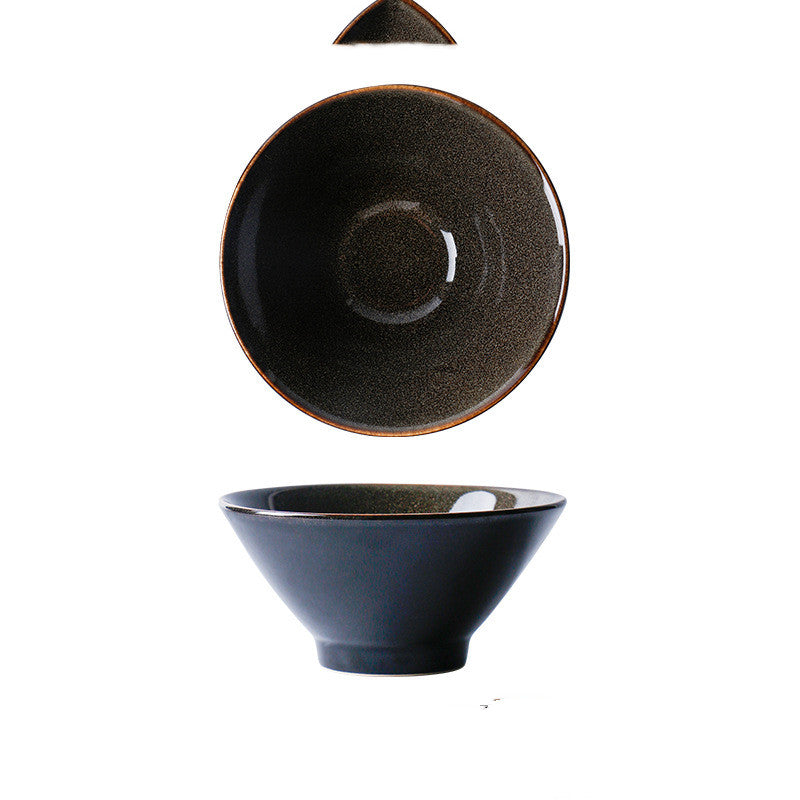Kiln-Style Large Ceramic Rice Bowl Noodle Salad Soup Dinnerware - Multiple Colors