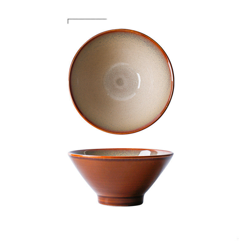 Kiln-Style Large Ceramic Rice Bowl Noodle Salad Soup Dinnerware - Multiple Colors
