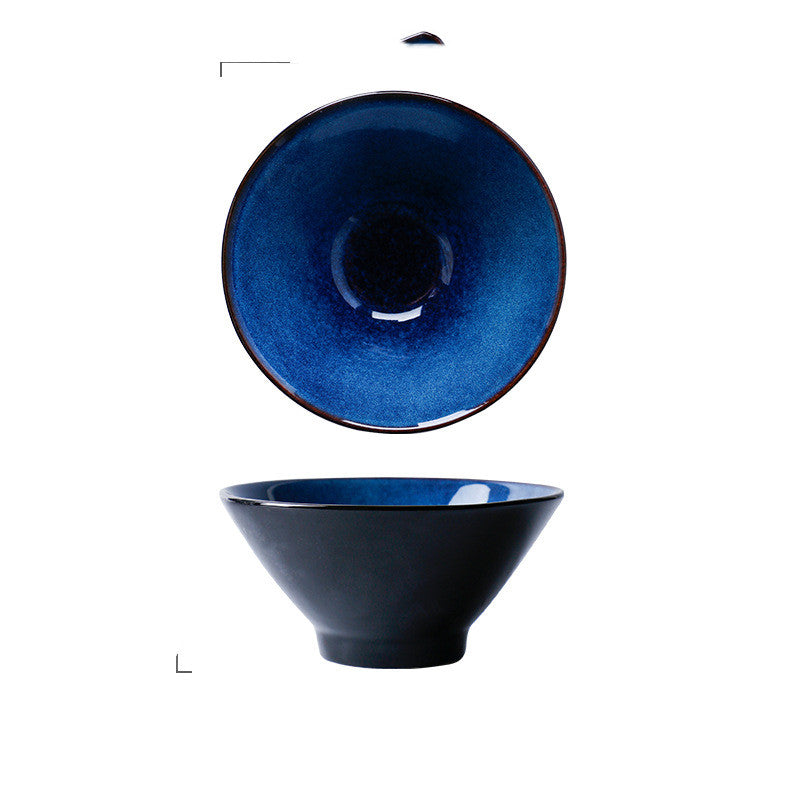 Kiln-Style Large Ceramic Rice Bowl Noodle Salad Soup Dinnerware - Multiple Colors