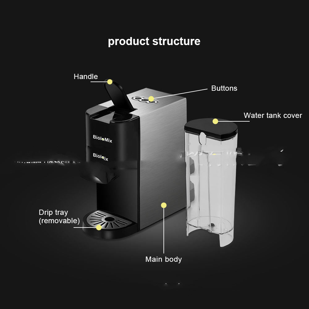 Three-In-One Capsule Coffee Maker 19 Bar Pump Pressure Italian Style