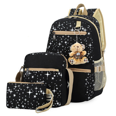 Girls & Women School Backpack with Star Pattern - Multiple Colors