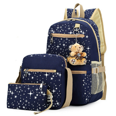Girls & Women School Backpack with Star Pattern - Multiple Colors