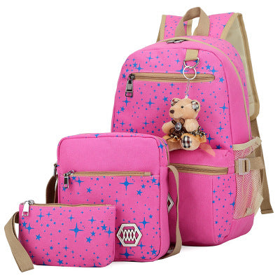 Girls & Women School Backpack with Star Pattern - Multiple Colors