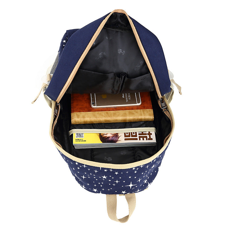 Girls & Women School Backpack with Star Pattern - Multiple Colors