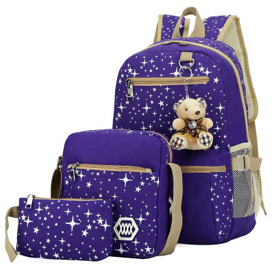 Girls & Women School Backpack with Star Pattern - Multiple Colors