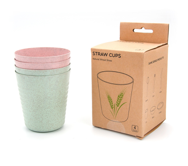 Wheat Straw Eco-Friendly Cutlery Set with Cups, Saucers, Forks & Spoons