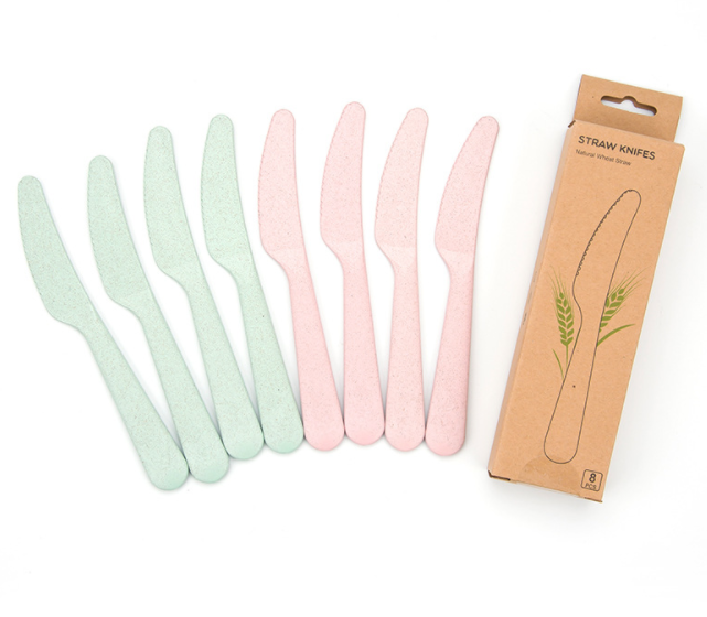 Wheat Straw Eco-Friendly Cutlery Set with Cups, Saucers, Forks & Spoons